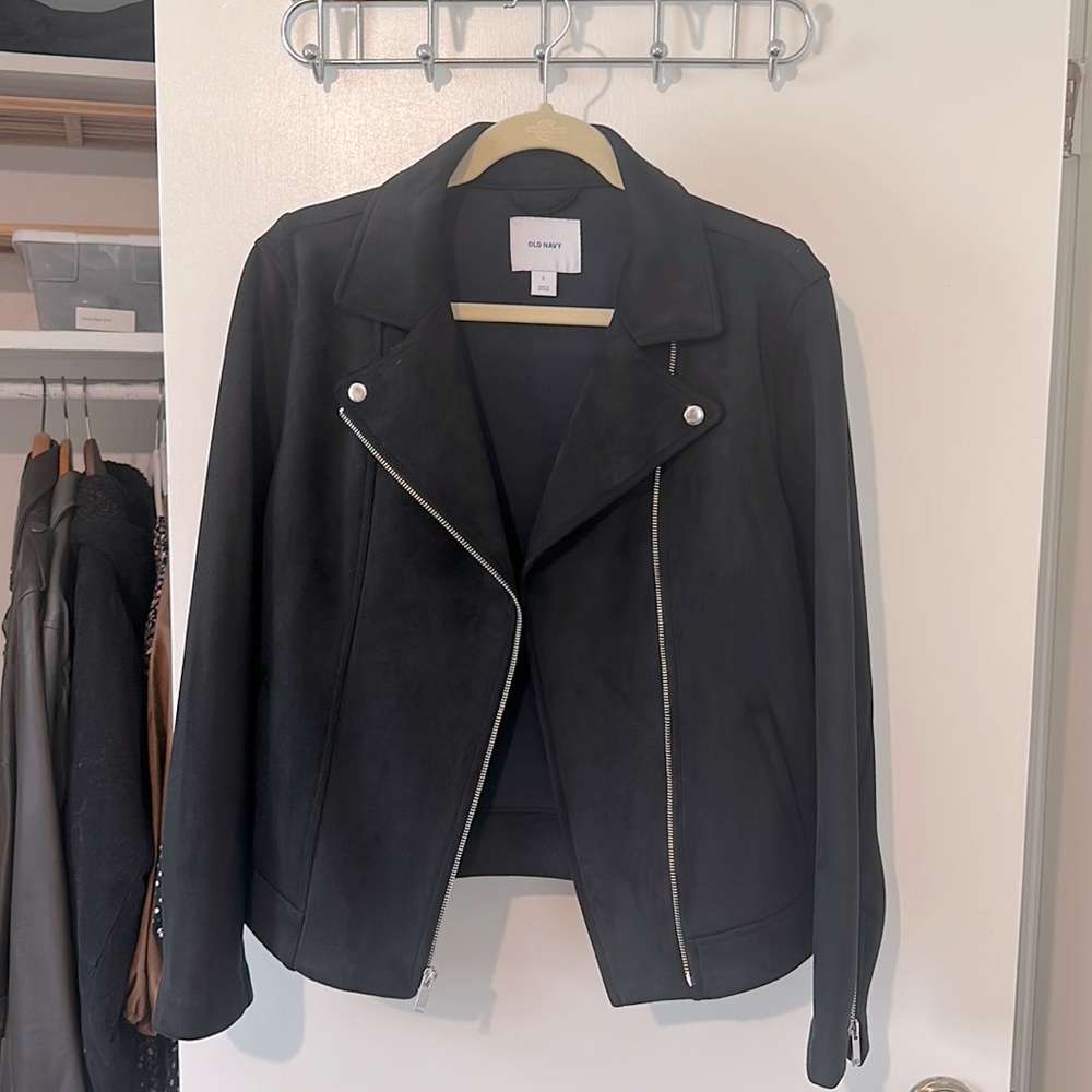 Black suede motto Jacket